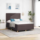 vidaXL LED Box Spring Ágy matracmal Sötét Barna 160 x 200 cm szövet