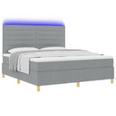 vidaXL LED Box Spring Ágy Világosszürke 180 x 200 cm szövet