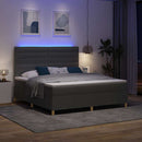 vidaXL LED Box Spring Ágy fejtámlával Sötétszürke 180 x 200 cm szövet