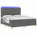 vidaXL LED Box Spring Ágy fejtámlával Sötétszürke 180 x 200 cm szövet