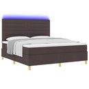 vidaXL LED Box Spring Ágy fejtámlával Sötét Barna 180 x 200 cm szövet