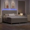 vidaXL LED Box Spring Ágy fejtámlával Tópszínű 180 x 200 cm szövet