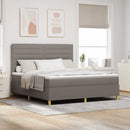 vidaXL LED Box Spring Ágy fejtámlával Tópszínű 180 x 200 cm szövet