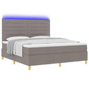 vidaXL LED Box Spring Ágy fejtámlával Tópszínű 180 x 200 cm szövet