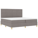 vidaXL LED Box Spring Ágy fejtámlával Tópszínű 200 x 200 cm szövet