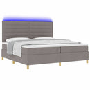 vidaXL LED Box Spring Ágy fejtámlával Tópszínű 200 x 200 cm szövet