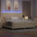 vidaXL LED Box Spring Ágy fejtámlával Krém 200 x 200 cm szövet