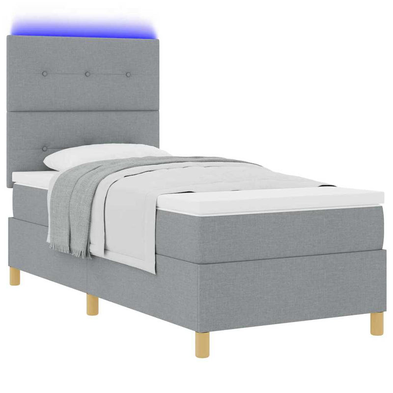 vidaXL Boxrugós ágy matracmal Világosszürke 80 x 200 cm szövet