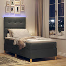 vidaXL LED Box Spring Ágy fejtámlával Sötétszürke 90 x 190 cm szövet