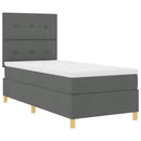 vidaXL LED Box Spring Ágy fejtámlával Sötétszürke 90 x 190 cm szövet