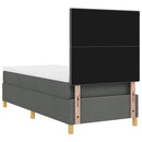 vidaXL LED Box Spring Ágy fejtámlával Sötétszürke 90 x 190 cm szövet