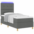 vidaXL LED Box Spring Ágy fejtámlával Sötétszürke 90 x 190 cm szövet