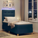 vidaXL LED Box Spring Ágy fejtámlával Kék 90 x 200 cm szövet