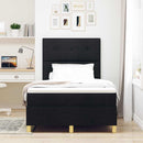 vidaXL LED Box Spring Ágy fejtámlával Fekete 120 x 190 cm szövet