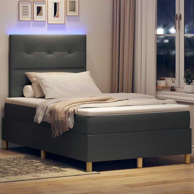 vidaXL Boxrugós ágy matracmal Sötétszürke 120 x 200 cm szövet