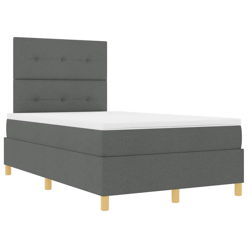 vidaXL Boxrugós ágy matracmal Sötétszürke 120 x 200 cm szövet