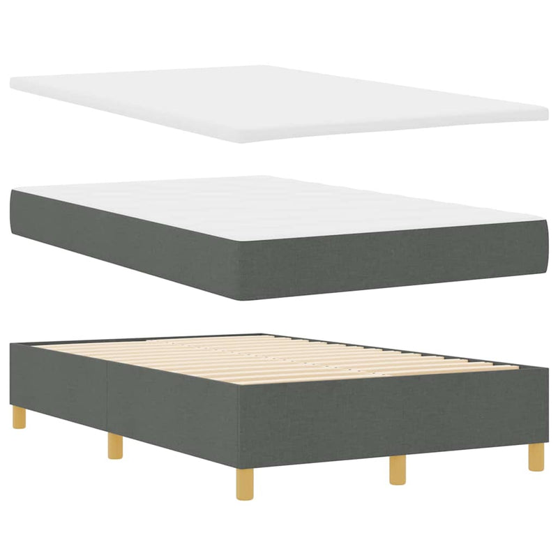 vidaXL Boxrugós ágy matracmal Sötétszürke 120 x 200 cm szövet