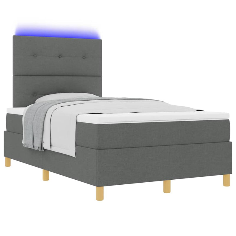 vidaXL Boxrugós ágy matracmal Sötétszürke 120 x 200 cm szövet