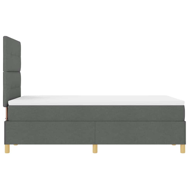 vidaXL Boxrugós ágy matracmal Sötétszürke 120 x 200 cm szövet