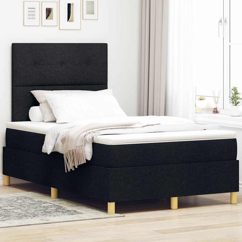 vidaXL Boxrugós ágy matracmal fejtámlával Fekete 120 x 200 cm szövet