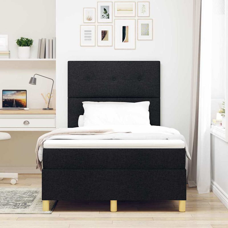 vidaXL Boxrugós ágy matracmal fejtámlával Fekete 120 x 200 cm szövet