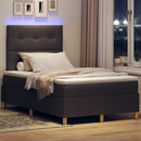 vidaXL LED Box Spring Ágy fejtámlával Sötét Barna 120 x 200 cm szövet