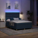 vidaXL LED Box Spring Ágy fejtámlával Kék 140 x 200 cm szövet