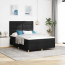 vidaXL LED Box Spring Ágy fejtámlával Fekete 160 x 200 cm szövet