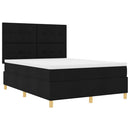vidaXL LED Box Spring Ágy fejtámlával Fekete 160 x 200 cm szövet
