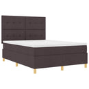 vidaXL LED Box Spring Ágy fejtámlával Sötét Barna 160 x 200 cm szövet