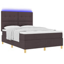 vidaXL LED Box Spring Ágy fejtámlával Sötét Barna 160 x 200 cm szövet