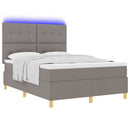vidaXL LED Box Spring Ágy fejtámlával Tópszínű 160 x 200 cm szövet