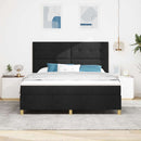 vidaXL LED Box Spring Ágy fejtámlával Fekete 180 x 200 cm szövet