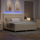 vidaXL LED Box Spring Ágy fejtámlával Krém 180 x 200 cm szövet