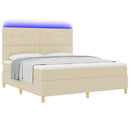 vidaXL LED Box Spring Ágy fejtámlával Krém 180 x 200 cm szövet