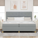 vidaXL LED Box Spring Ágy Világosszürke 200 x 200 cm szövet
