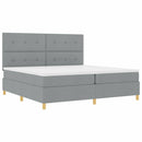 vidaXL LED Box Spring Ágy Világosszürke 200 x 200 cm szövet