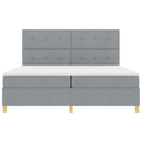 vidaXL Boxrugós ágy matracmal Világosszürke 200 x 200 cm szövet
