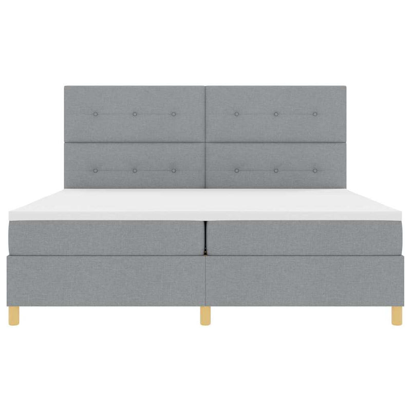 vidaXL Boxrugós ágy matracmal Világosszürke 200 x 200 cm szövet