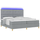vidaXL LED Box Spring Ágy Világosszürke 200 x 200 cm szövet