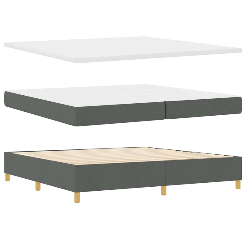 vidaXL Boxrugós ágy matracmal Sötétszürke 200 x 200 cm szövet