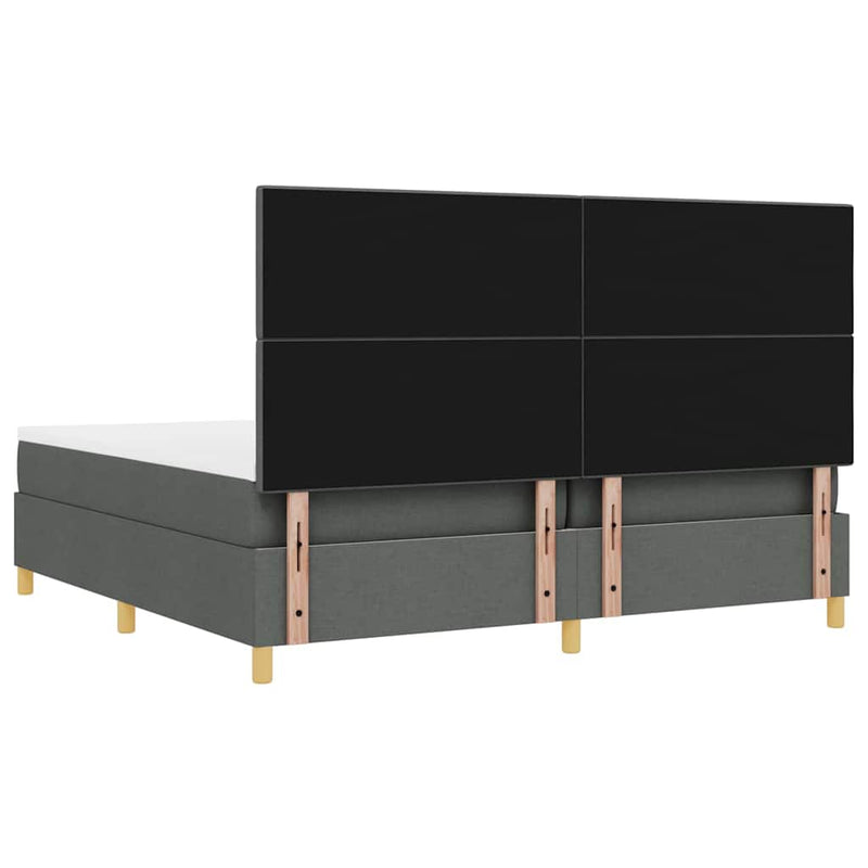 vidaXL Boxrugós ágy matracmal Sötétszürke 200 x 200 cm szövet