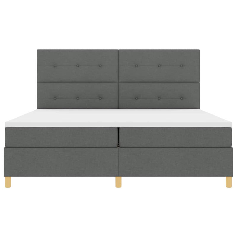 vidaXL Boxrugós ágy matracmal Sötétszürke 200 x 200 cm szövet