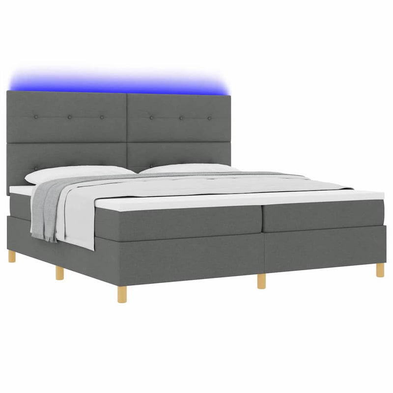 vidaXL Boxrugós ágy matracmal Sötétszürke 200 x 200 cm szövet