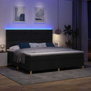 vidaXL LED Box Spring Ágy fejtámlával Fekete 200 x 200 cm szövet