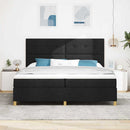 vidaXL LED Box Spring Ágy fejtámlával Fekete 200 x 200 cm szövet