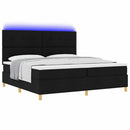 vidaXL LED Box Spring Ágy fejtámlával Fekete 200 x 200 cm szövet