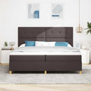 vidaXL LED Box Spring Ágy fejtámlával Sötét Barna 200 x 200 cm szövet