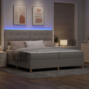 vidaXL LED Box Spring Ágy fejtámlával Tópszínű 200 x 200 cm szövet
