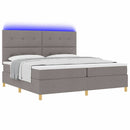 vidaXL LED Box Spring Ágy fejtámlával Tópszínű 200 x 200 cm szövet